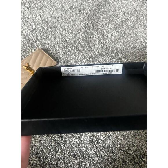 YSL Yves Saint Laurent Cassandre Matelasse Fragments Zipped Card Case Dark Beige - Picture 3 of 14